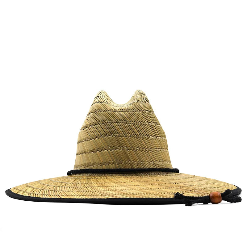 Men Women New Handwork Lifeguard Hat Straw Summer Beach Sun hat Outdoor Summer Wide Brim Panama Straw Girl Summer Hat