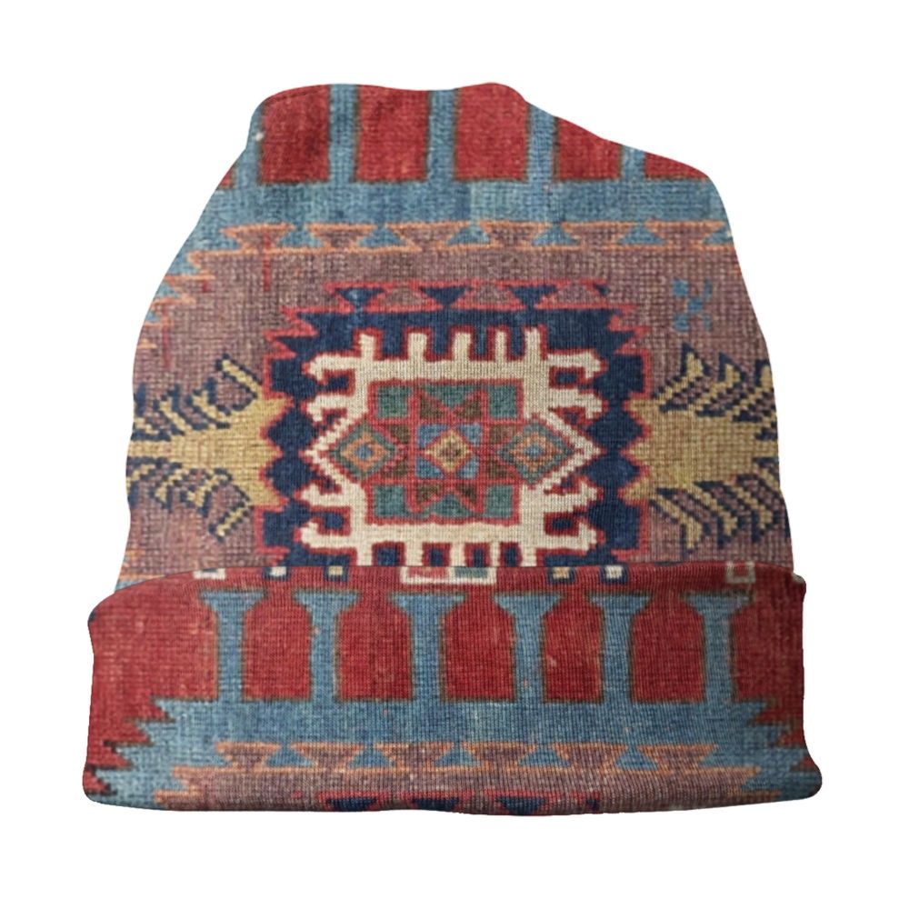 Custom Persian Kilim Print Skullies Beanies Caps Cool Warm Knitted Hats Unisex Bohemian Geometric Ethnic Style Bonnet Hats