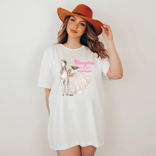 Cowgirl Cute But Expensive T Shirt Country Western graphic Girls Trip Nashville Las Vegas NFR Oversized boho Dress