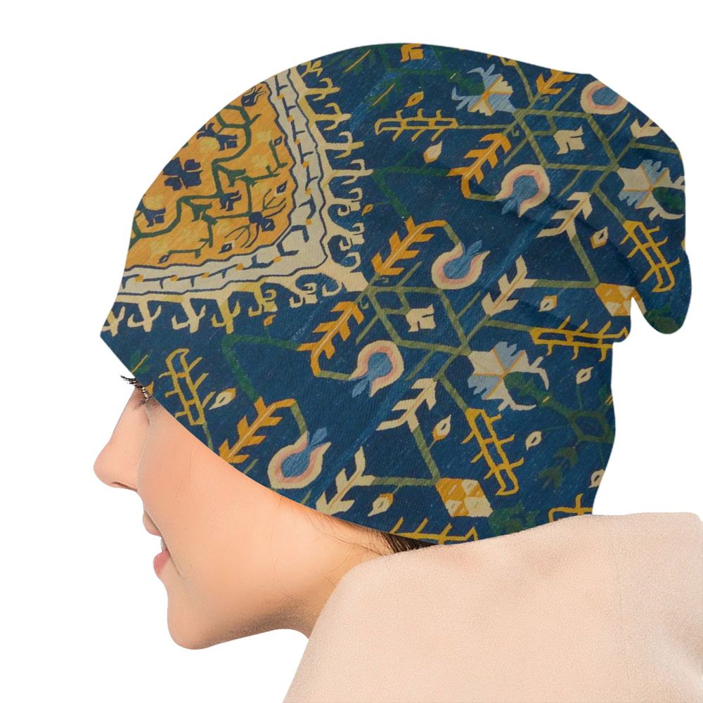 Custom Persian Kilim Print Skullies Beanies Caps Cool Warm Knitted Hats Unisex Bohemian Geometric Ethnic Style Bonnet Hats