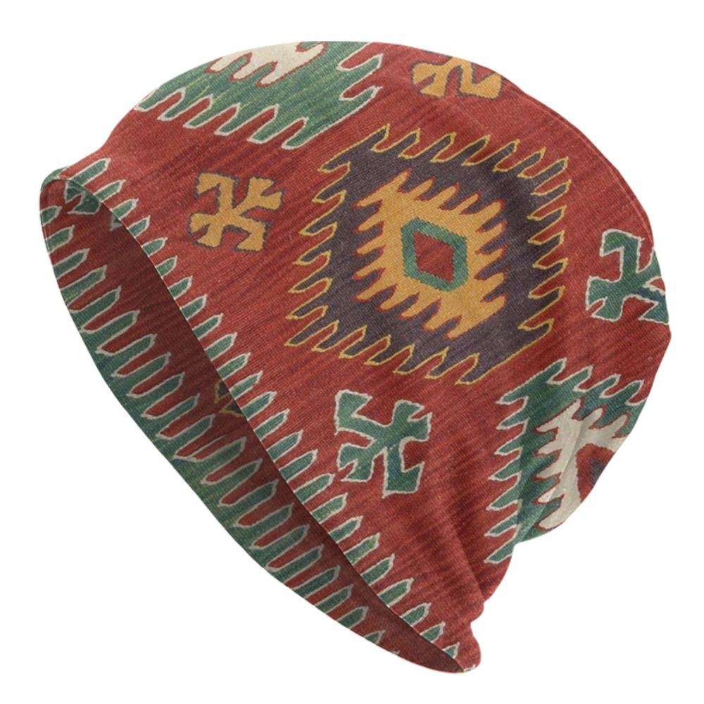Custom Persian Kilim Print Skullies Beanies Caps Cool Warm Knitted Hats Unisex Bohemian Geometric Ethnic Style Bonnet Hats