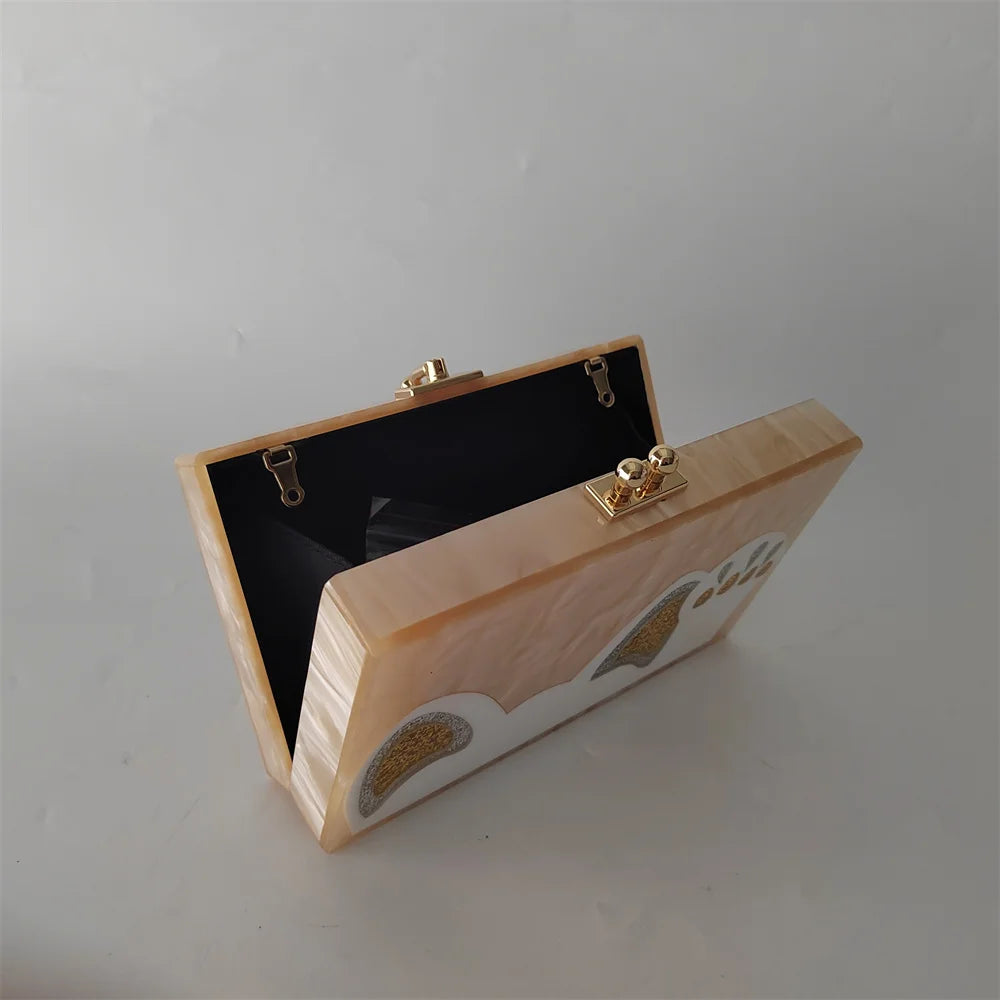 Cartoon Pearl Nude White Female Mini Wallet Brand Women Acrylic Evening Bag Wedding Party Clutch Purse Prom Casual Box Handbag