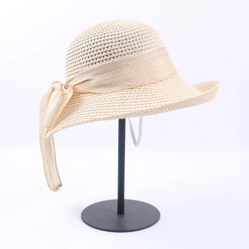 2019 Summer Bow Ribbon Sun Hat Panama Women's Cap Bonnet Beach Straw Hats summer hats for women шляпа соломенная gorro mujer