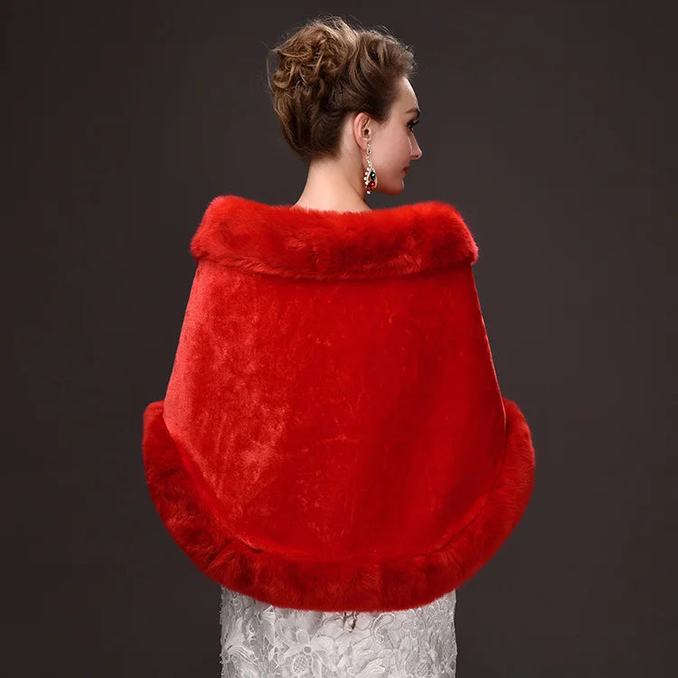 Luxury Faux Fur Scarf Cape Winter Warm Bolero Bridal Poncho Elegant Soft Mink Female Wedding Cloak Jacket E162