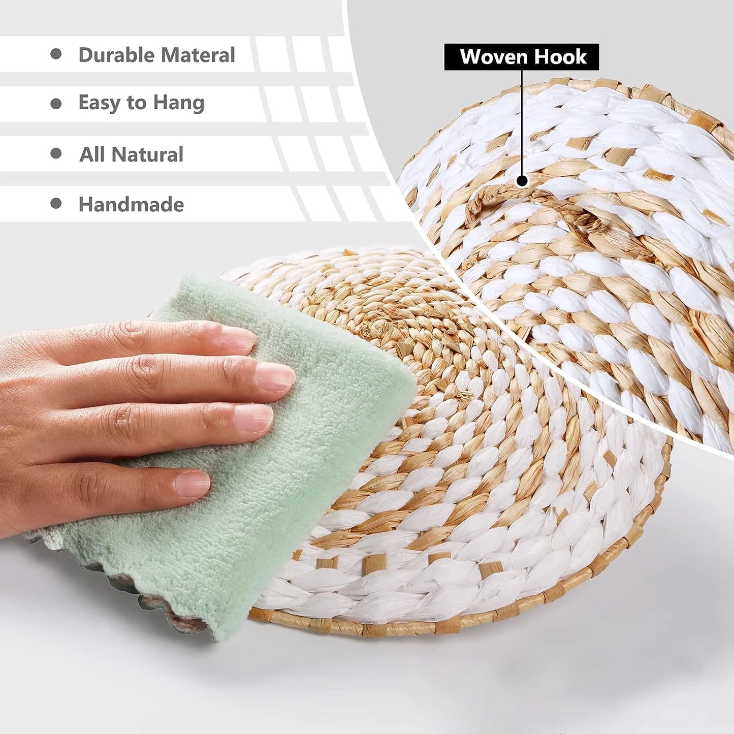 Woven Wall Basket Plate Boho Hanging Seagrass Wall Decor Natural Handmade Home Art for Living Room/Farmhouse/Kitchen