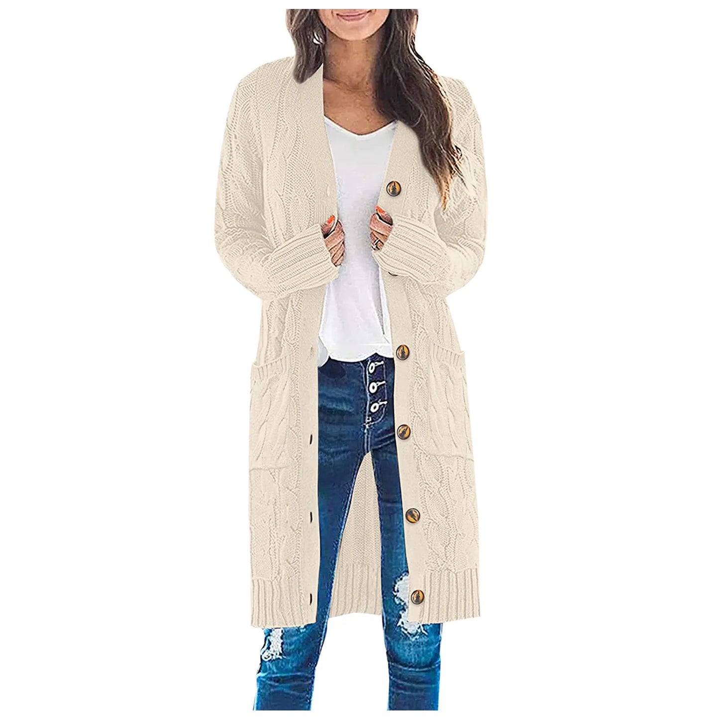 Women Boho Patchwork Cardigan Casual Loose Long Sweater Open Front Knit Sweaters Coat Korean Style Sweater For Women Daily
