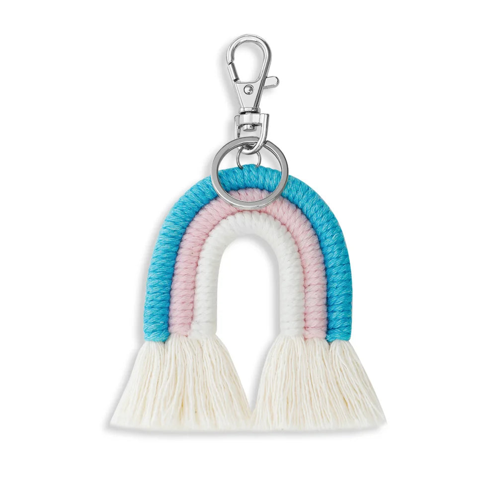 Fashion Rainbow Keychain Bohemian Tassel Key Chain Car Keyring Holder Women Girl Bag Ornaments Handbag Charms Wallet Purse Decor