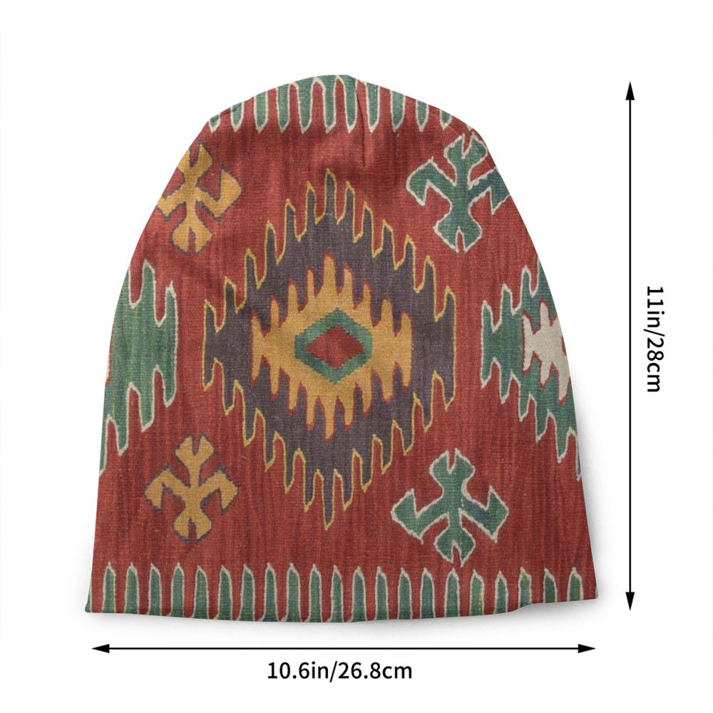 Custom Persian Kilim Print Skullies Beanies Caps Cool Warm Knitted Hats Unisex Bohemian Geometric Ethnic Style Bonnet Hats