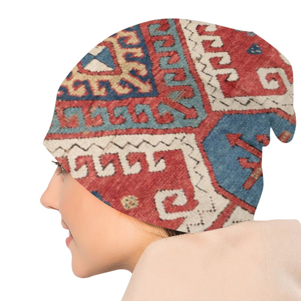 Custom Persian Kilim Print Skullies Beanies Caps Cool Warm Knitted Hats Unisex Bohemian Geometric Ethnic Style Bonnet Hats