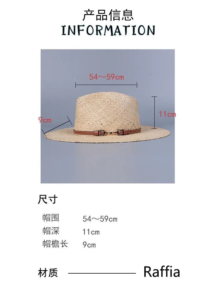 Fashion Vintage Raffia Straw Jazz Hats For Women Men Caps Summer Beach Casual Fedora Hat Jazz Hat Elegant Sunhat Chapeau Enfant