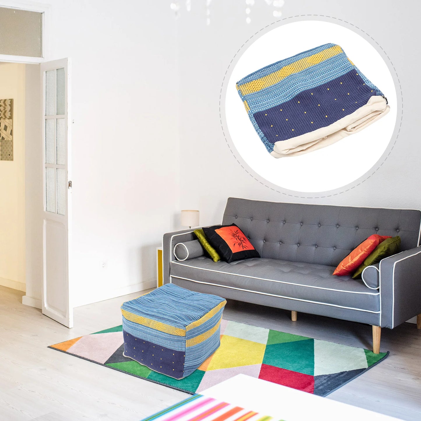 Footstool Square Tatami Seats Cover Furry Cushion Boho Pillows Bean Bag Office Chair Gym Sofa Cotton Linen Japanese Bed