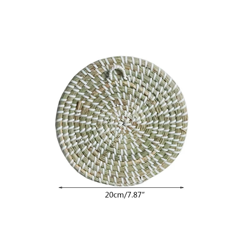 Seagrass Wall Basket Decor Hanging Boho Woven Flat Baskets for Living Room Family Room Bedroom Kitchen Bathroom Decor