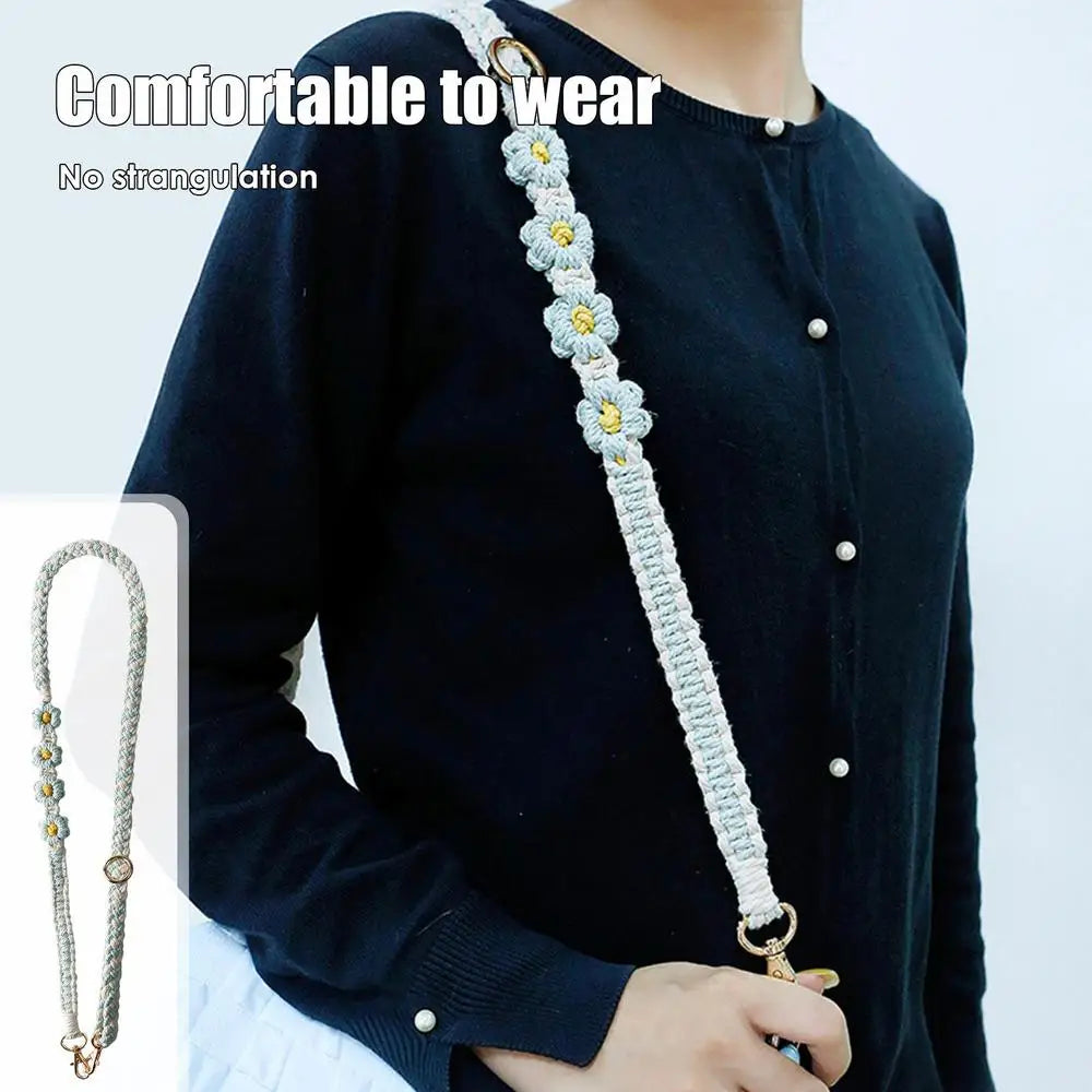 Daisy Lanyard Wallet Anti-Loss Phone Chain Boho Phone Charm Lanyard Wrist Strap Adjustable Phone Chain String For Phone Case