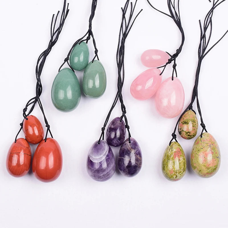 3 PCS Natural Jade Stone Yoni Egg Set Massage Vaginal Balls Muscle Kegel Exercise Women Tightening Crystal Ball Kegel Exerciser