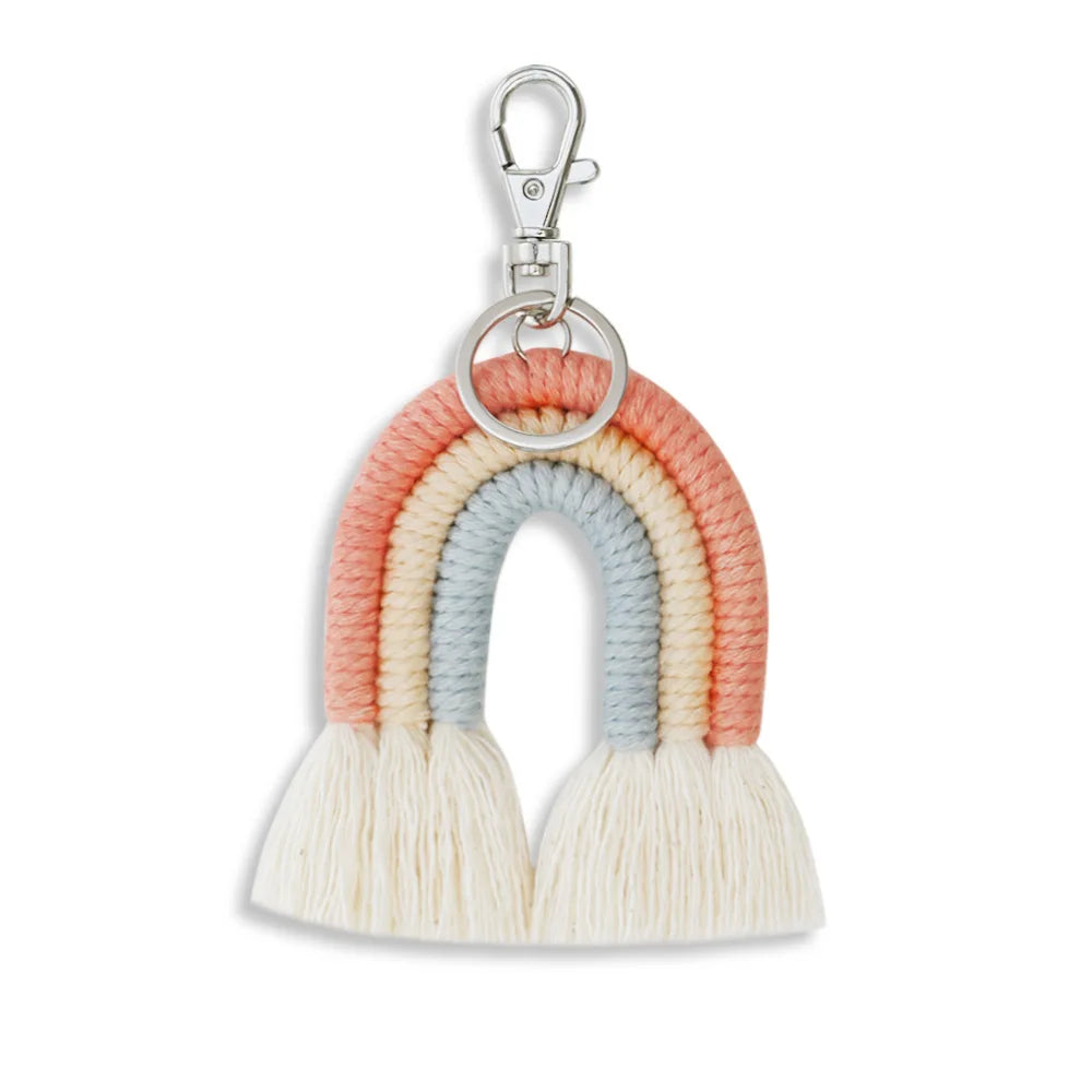 Fashion Rainbow Keychain Bohemian Tassel Key Chain Car Keyring Holder Women Girl Bag Ornaments Handbag Charms Wallet Purse Decor