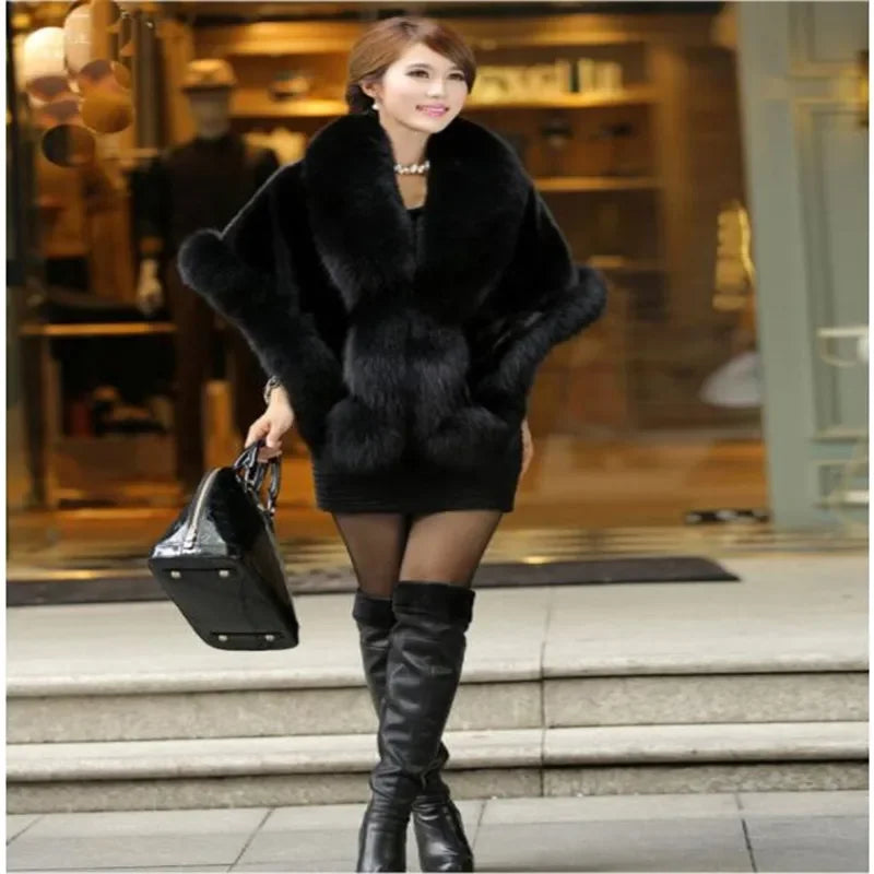 Luxury Faux Fur Scarf Cape Winter Warm Bolero Bridal Poncho Elegant Soft Mink Female Wedding Cloak Jacket E162