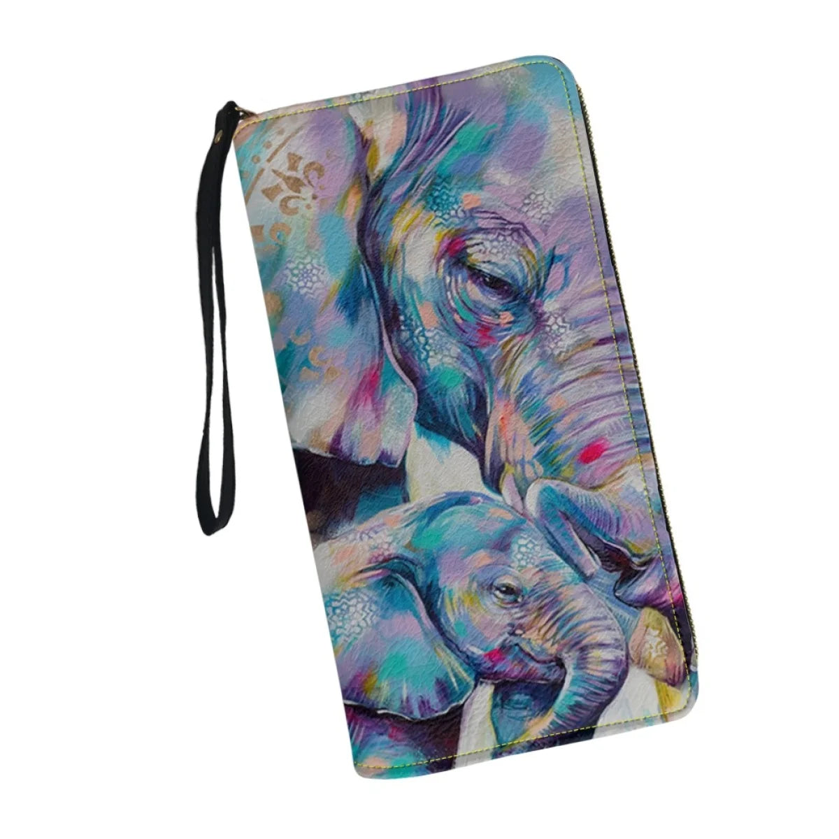 Bohemian Elephant Print Luxury PU Leather Party Clutch Long Zipper Elegant Clutch Business Card Holder High Quality Wallet Femal
