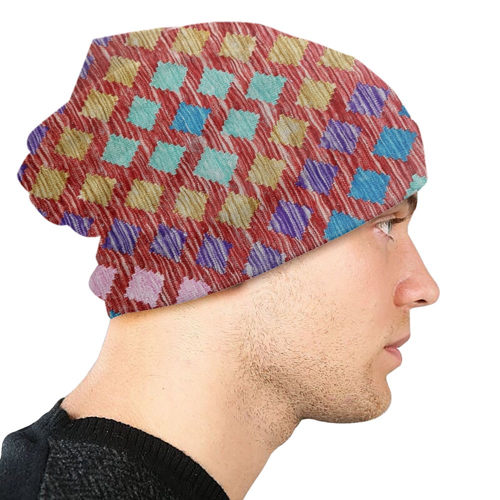 Custom Persian Kilim Print Skullies Beanies Caps Cool Warm Knitted Hats Unisex Bohemian Geometric Ethnic Style Bonnet Hats