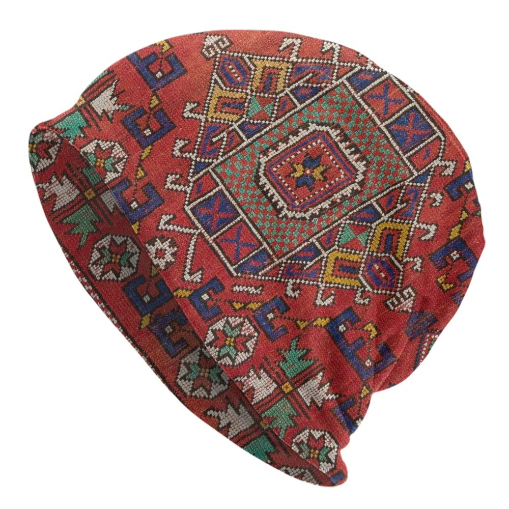 Custom Persian Kilim Print Skullies Beanies Caps Cool Warm Knitted Hats Unisex Bohemian Geometric Ethnic Style Bonnet Hats