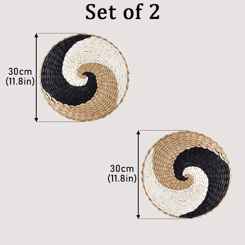 Woven Wall Basket Plate Boho Hanging Seagrass Wall Decor Natural Handmade Home Art for Living Room/Farmhouse/Kitchen