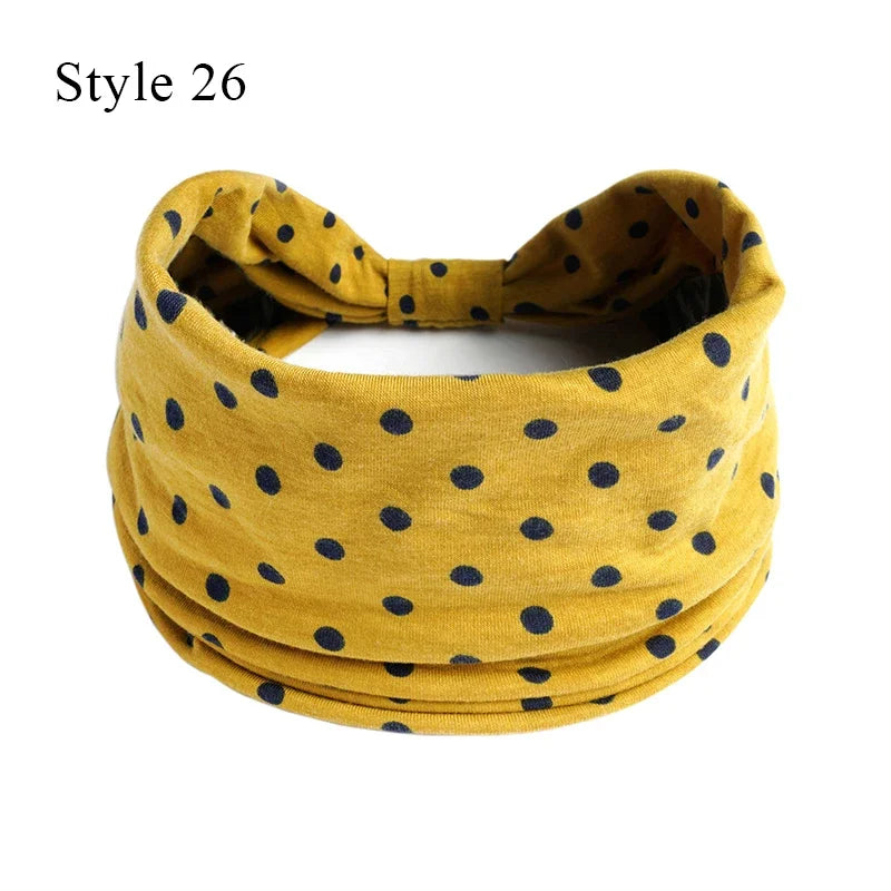Boho Knot Turbans Yoga Elastic Head Wrap Women Headband Wide Hairbands Headwear Floral Bandanas Fashion Hair Band Accessories