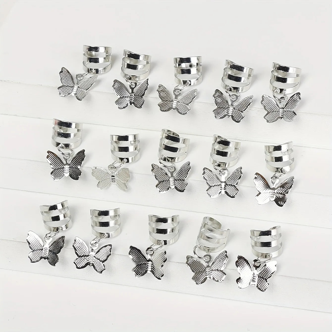 15pcs Boho Butterfly Hair Ring Hair Accessories Loc Hair Jewelry for Braids Dreadlocks Beads Hair Dread Locks Hair Braiding