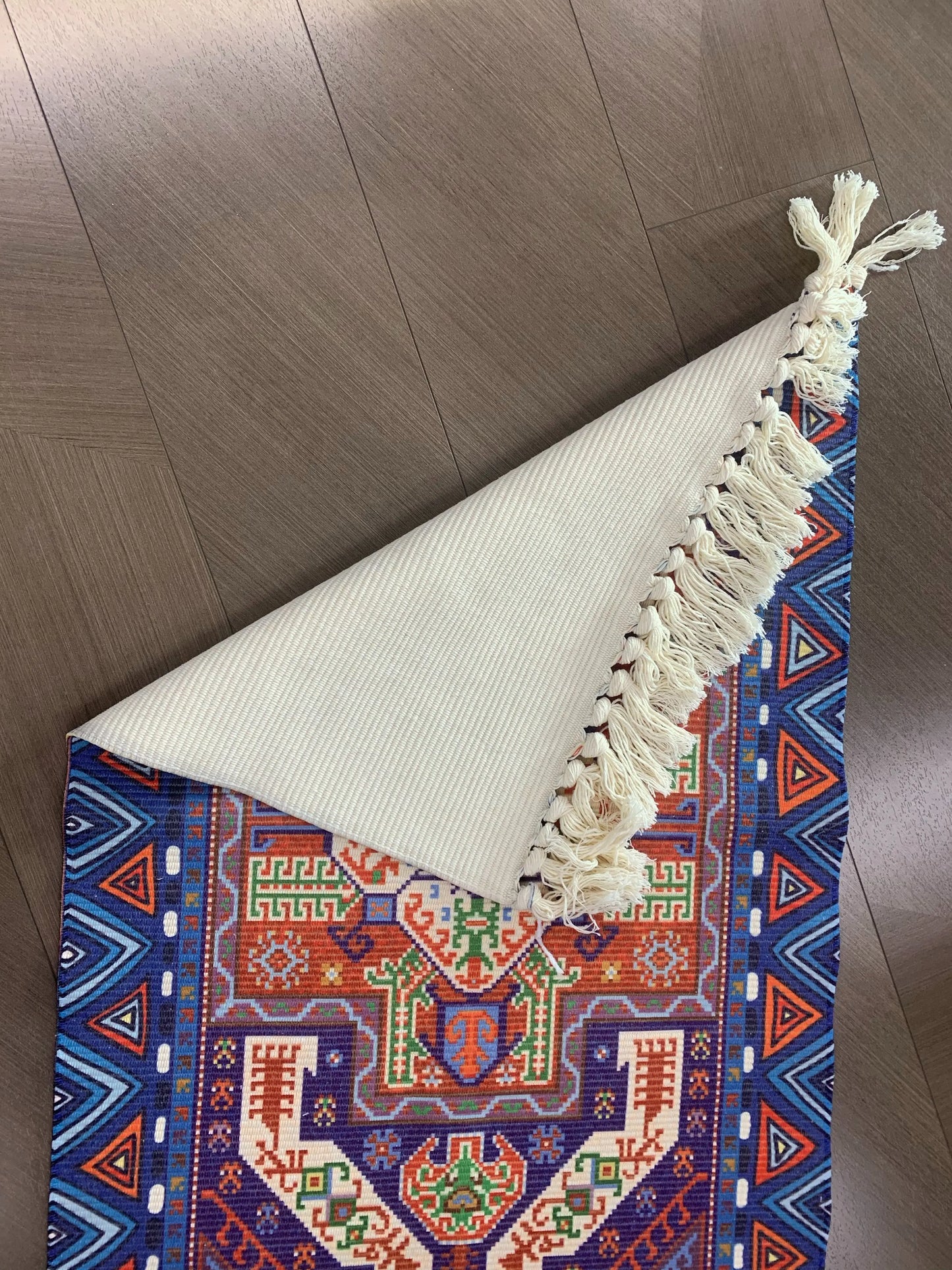 Small Throw Boho Bathroom Rug for Bath, Cotton Woven Area Carpet with Tassel for Entryway Kitchen Sink Front Door