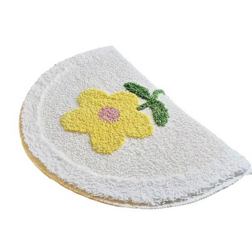 Bathroom Rugs Boho Flower Cartoon Panda Pattern Semicircle Floor Mat Thick Water Absorbent Non-slip Rug for Bathroom Kitchen