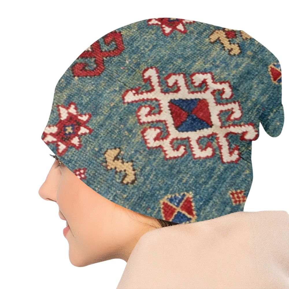 Custom Persian Kilim Print Skullies Beanies Caps Cool Warm Knitted Hats Unisex Bohemian Geometric Ethnic Style Bonnet Hats