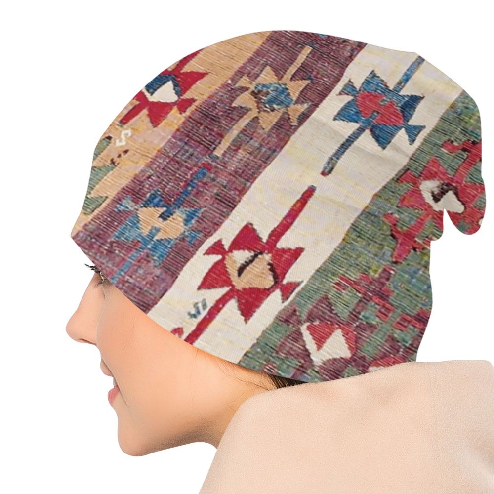 Custom Persian Kilim Print Skullies Beanies Caps Cool Warm Knitted Hats Unisex Bohemian Geometric Ethnic Style Bonnet Hats