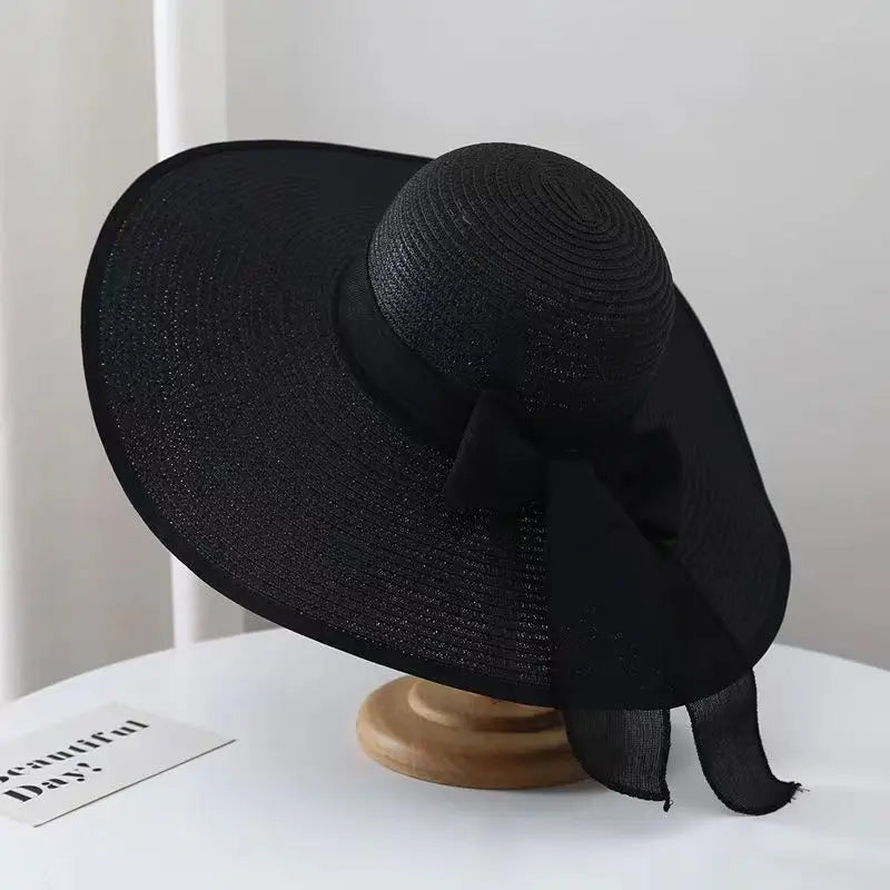 wide brim Straw Hat for Women Wholesale female dome straw hat visor foldable beach hat lady sun hat summer French retro topper