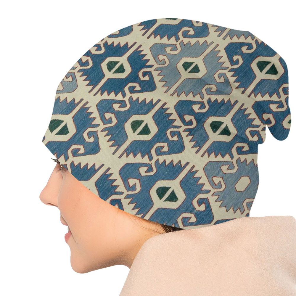 Custom Persian Kilim Print Skullies Beanies Caps Cool Warm Knitted Hats Unisex Bohemian Geometric Ethnic Style Bonnet Hats