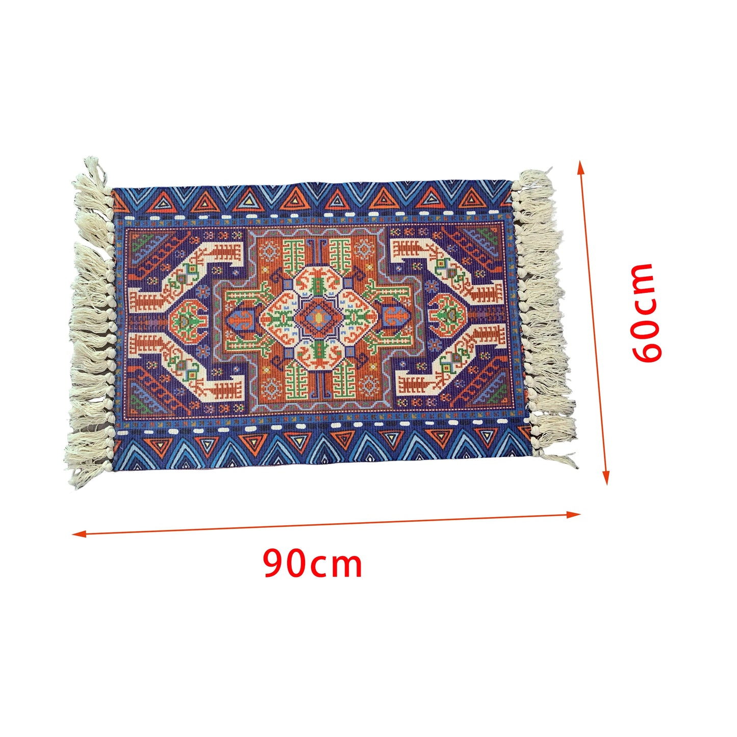 Small Throw Boho Bathroom Rug for Bath, Cotton Woven Area Carpet with Tassel for Entryway Kitchen Sink Front Door