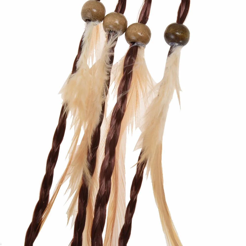 Fashionable Boho Feather Headband Wig Beaded Feather Headdress Handmade Hair Clip Girl Bohemian Hair Accessories Random Color