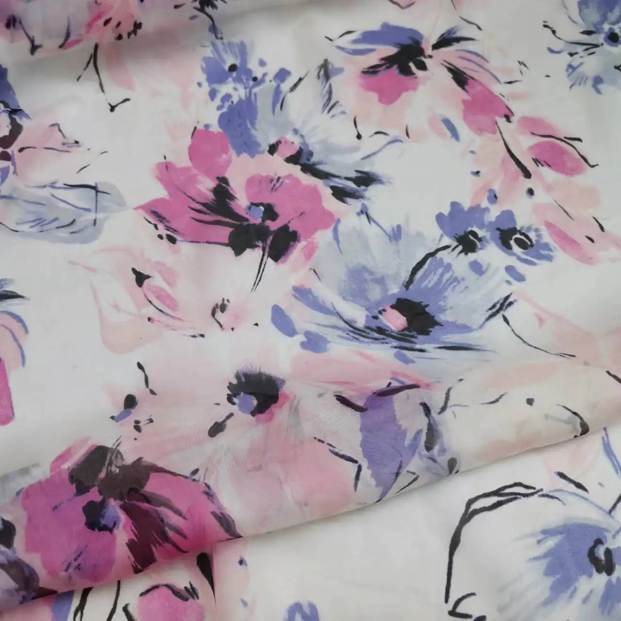 Pure Silk 100% Fabric On Sale Bohemian Floral Chiffon Style Width 135cm Soft 6mm Dress Scarf Material