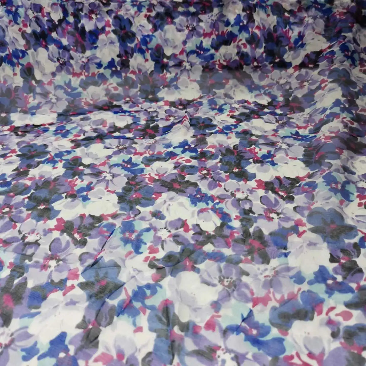 Pure Silk 100% Fabric On Sale Bohemian Floral Chiffon Style Width 135cm Soft 6mm Dress Scarf Material