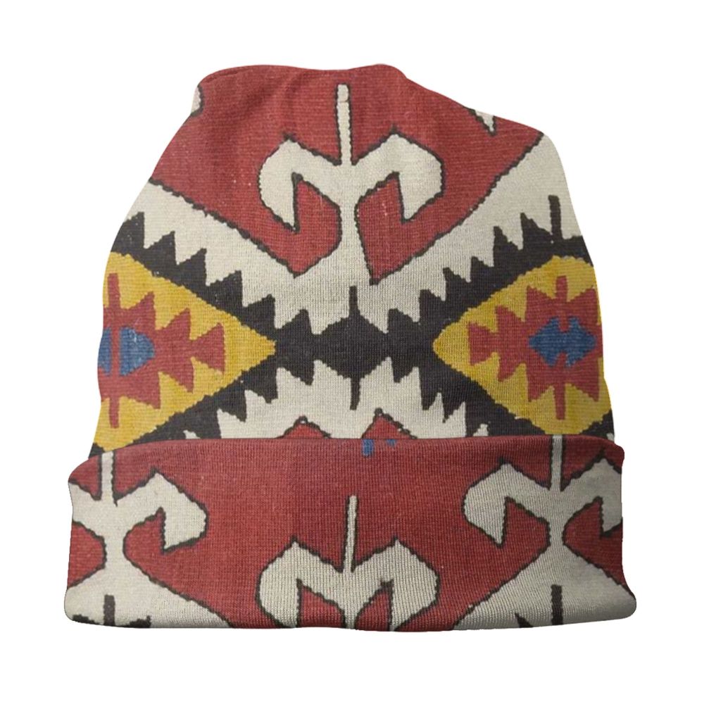 Custom Persian Kilim Print Skullies Beanies Caps Cool Warm Knitted Hats Unisex Bohemian Geometric Ethnic Style Bonnet Hats