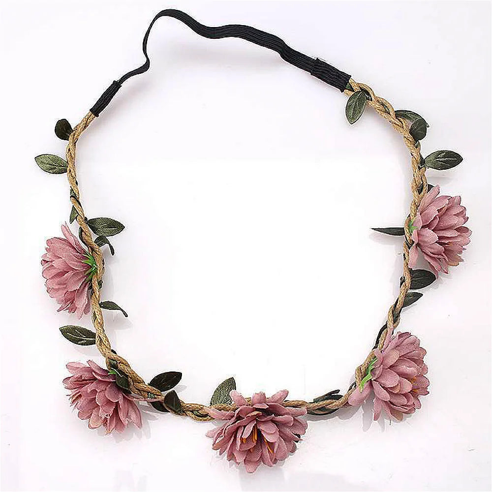 Women Wedding Flower Headband Boho Flowers Headwear Girls Headbands Hair Accessories Bride Wreath Beach Garland Wholesale 2022