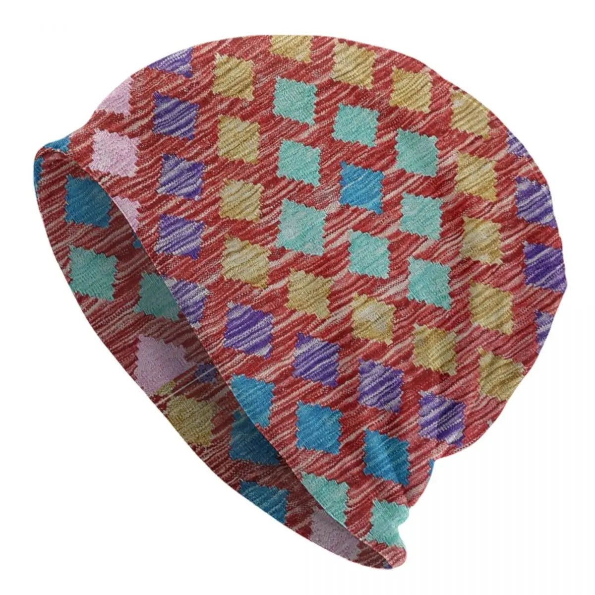 Custom Persian Kilim Print Skullies Beanies Caps Cool Warm Knitted Hats Unisex Bohemian Geometric Ethnic Style Bonnet Hats