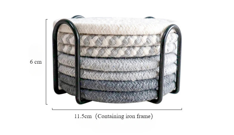8Pcs/Set Cotton Rope Woven Round Coaster Set Mug Insulated Pad Boho Style Drink Coaster Tea Cup Mat For Coffee Home Decoration