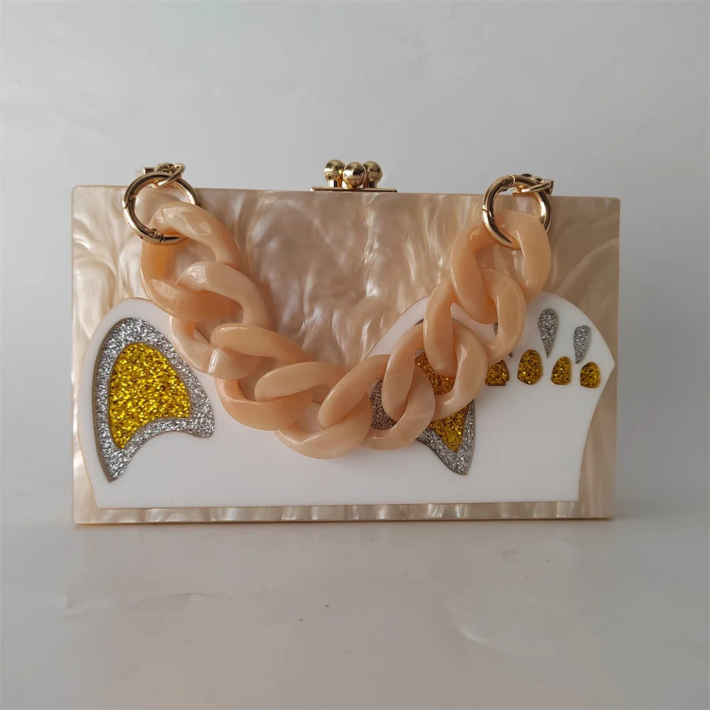 Cartoon Pearl Nude White Female Mini Wallet Brand Women Acrylic Evening Bag Wedding Party Clutch Purse Prom Casual Box Handbag