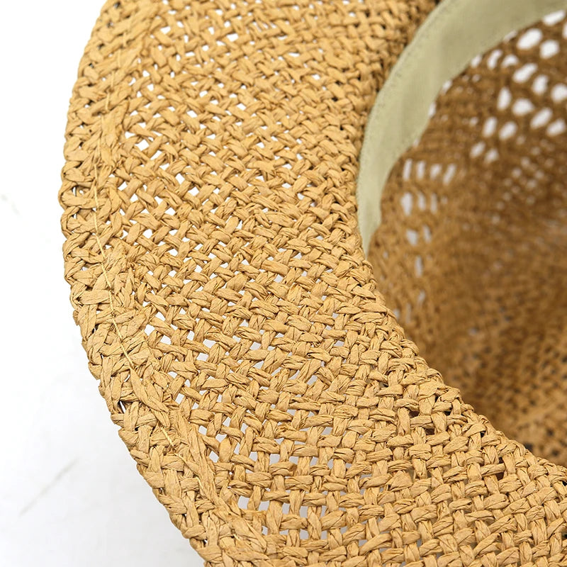 Hollow Men Raffia straw hat Straw Cowboy Hats Western Beach Felt Sun hats Party Cap for Girl Women summer jazz straw hat