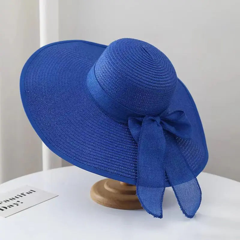 wide brim Straw Hat for Women Wholesale female dome straw hat visor foldable beach hat lady sun hat summer French retro topper