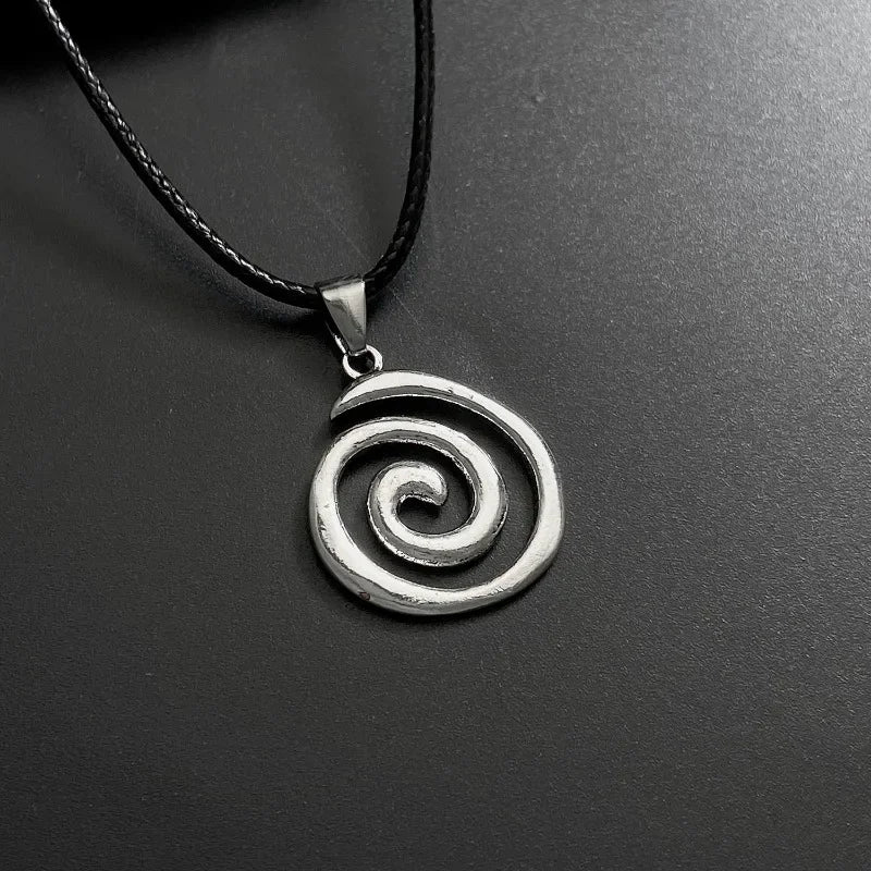 Vintage Spiral Vortex Pendant Necklace Hand-woven Leather Rope Necklace for Women Boho Goth Necklace Fashion 2023 Y2K Jewelry
