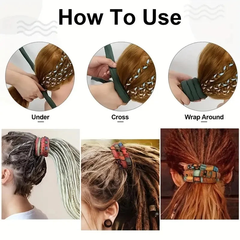 Flexible Boho Hair Wire Tie Stylish Ponytail Holder Bohemian Inspired Accessories for Women Hold on Curly Thick Dreadlock Hair