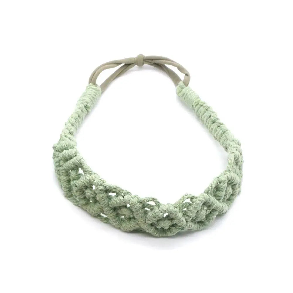 Cute Ethnic Style Flower Turban Headwrap Braided Rope Bohemian Headband Macrame Hair Band Women Hair Scarf Crochet Bandana