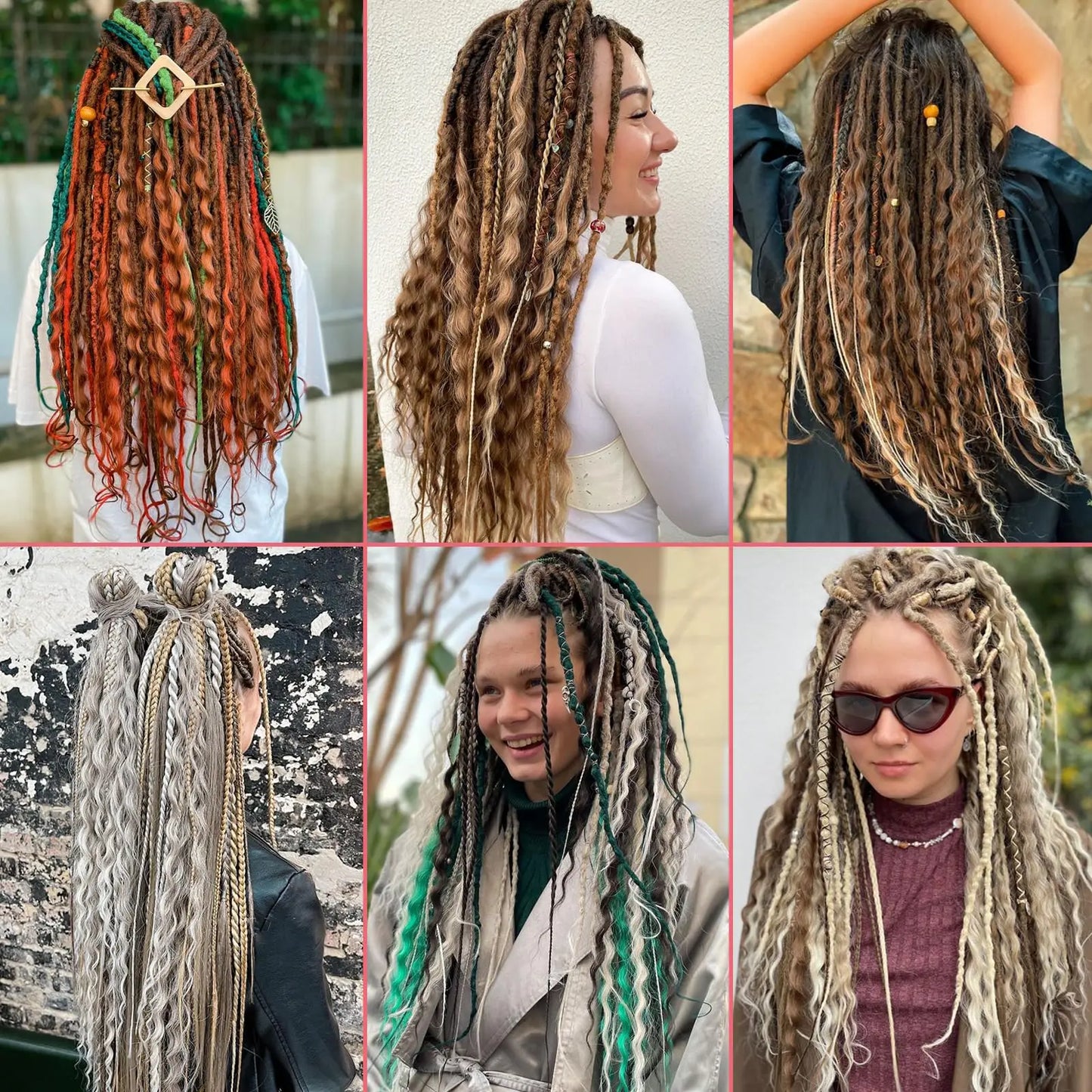 Double Ended Synthetic Dreadlock Extensions Ombre Blonde Boho Crochet Hippie Dreads 10 Strands Handmade Bohemian Box Braids