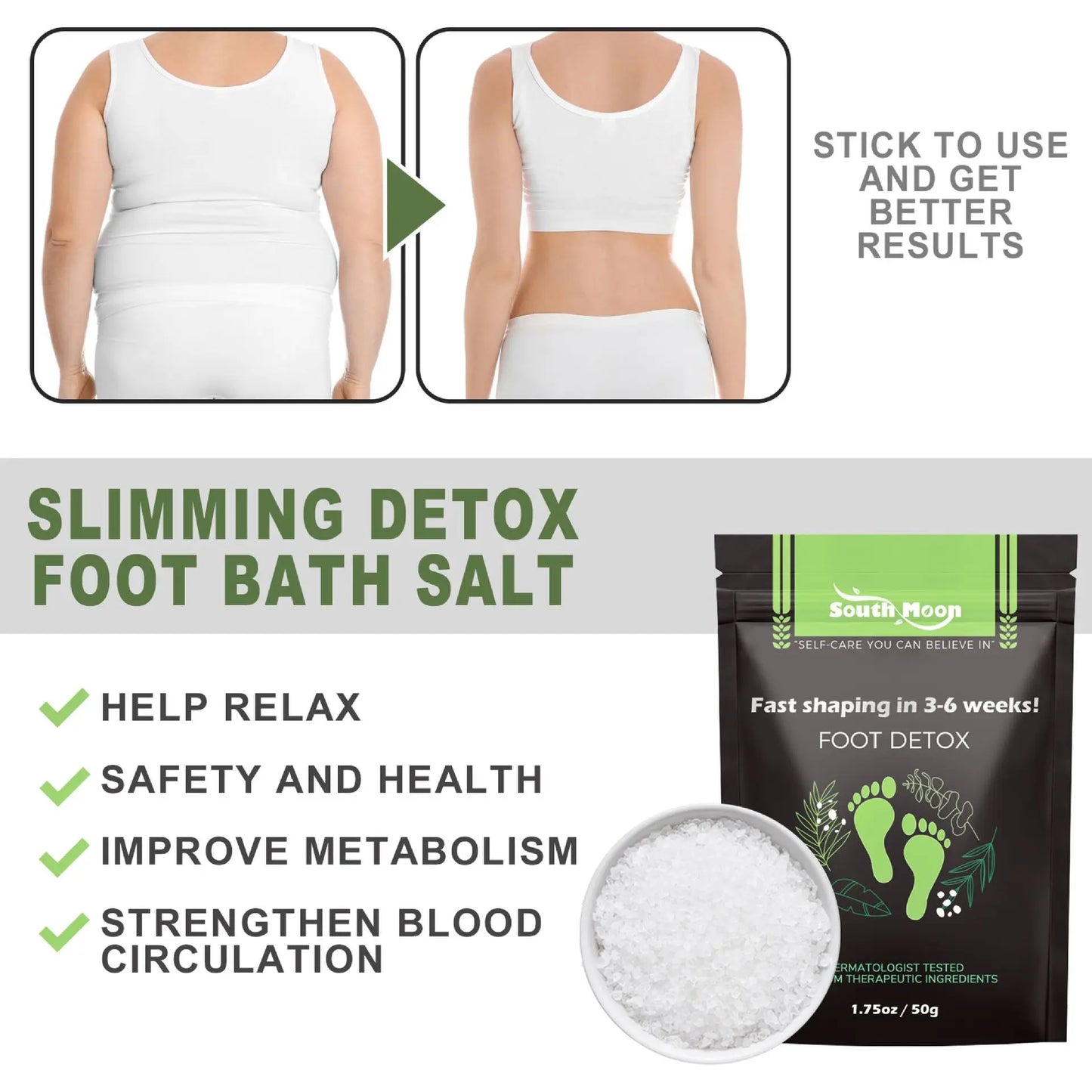 Fat Burning Foot Bath Salt Soak Fast Slimming Ginger Detox Salt Foot Soak Body Detox Stress Relax Weight Loss Health Care 50g