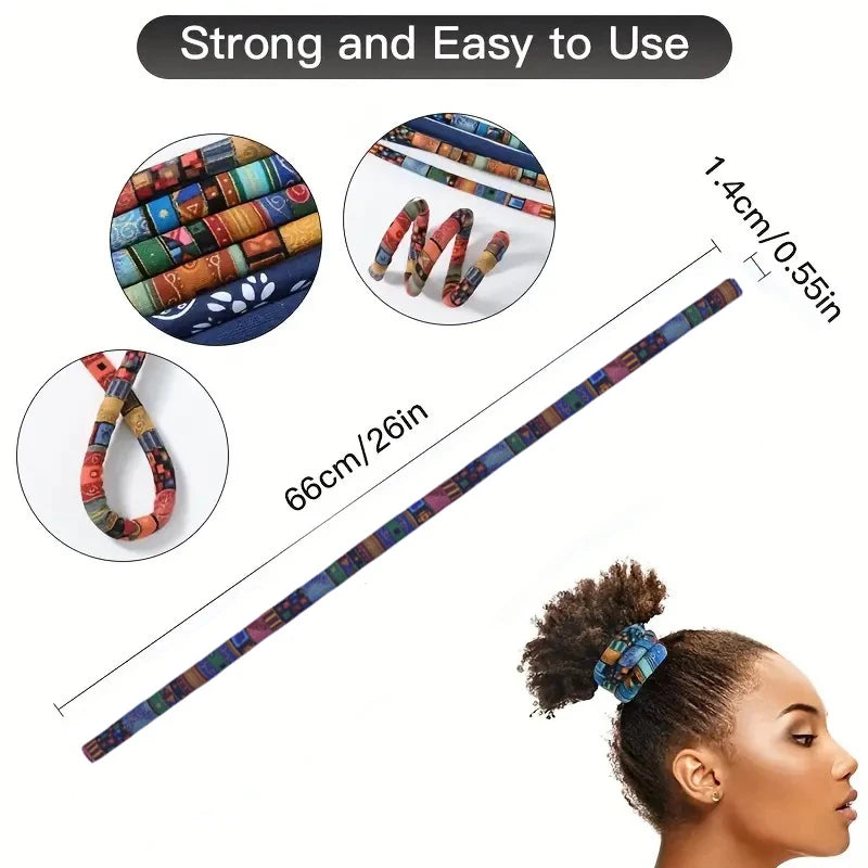 Flexible Boho Hair Wire Tie Stylish Ponytail Holder Bohemian Inspired Accessories for Women Hold on Curly Thick Dreadlock Hair