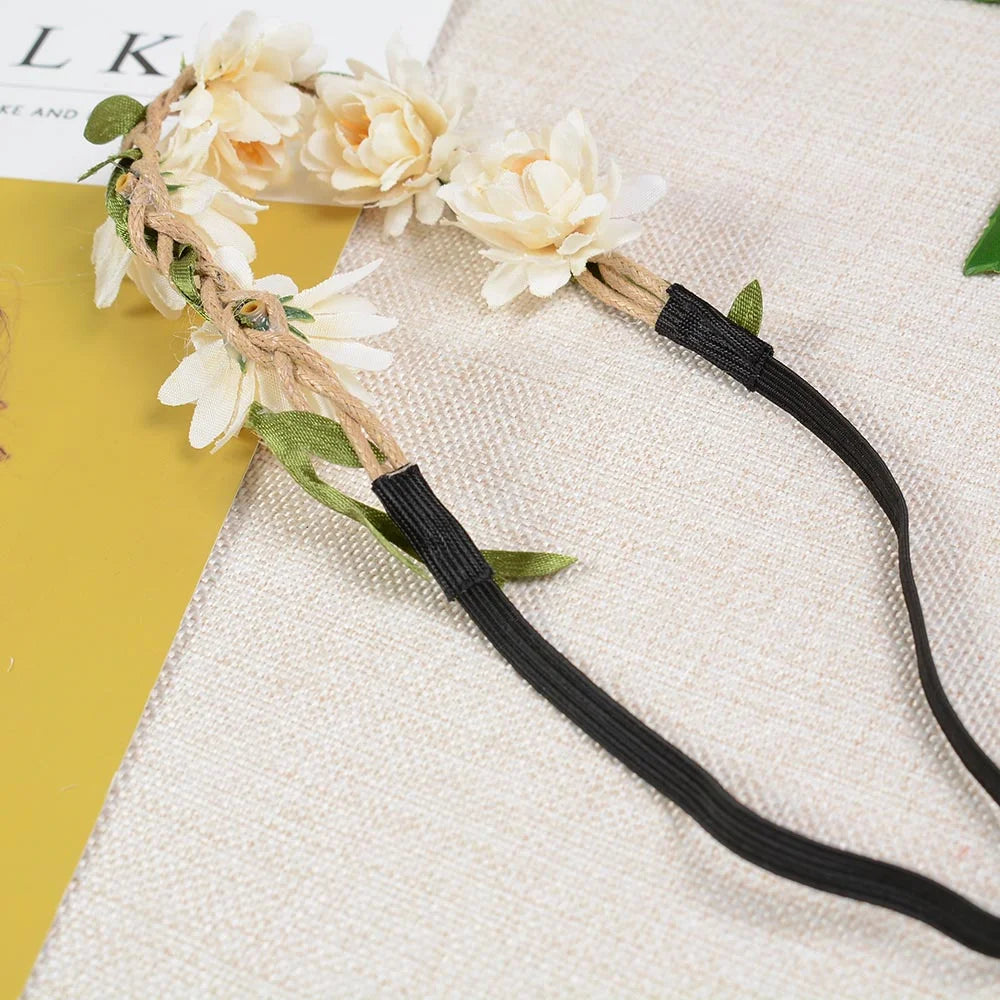 Women Wedding Flower Headband Boho Flowers Headwear Girls Headbands Hair Accessories Bride Wreath Beach Garland Wholesale 2022